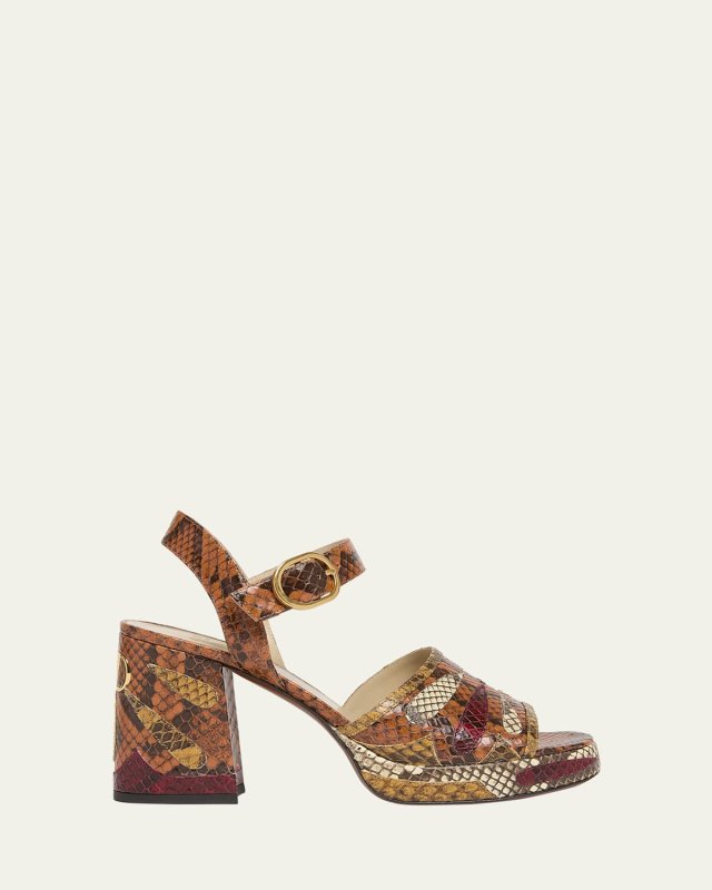 Fawcette Python Ankle-Strap Platform Sandals